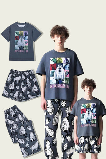 Pyjama familial assorti à imprimé animalier gris foncé
